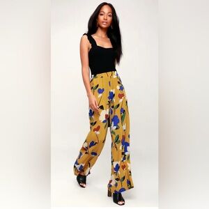Lulus Palladio Mustard Yellow Multi Print Wide-Leg Pants